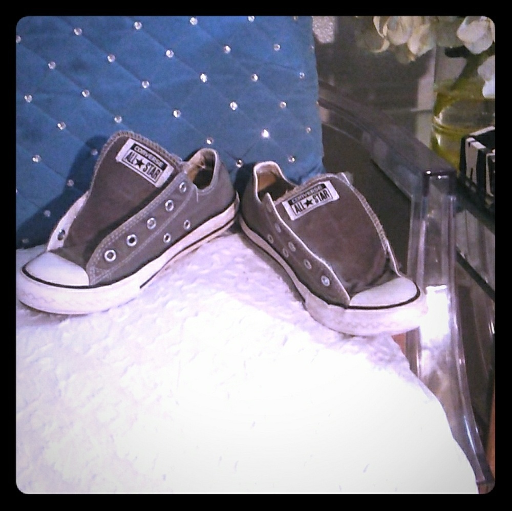 Converse All-star Grey Canvas Girls Shoe Size 2Y